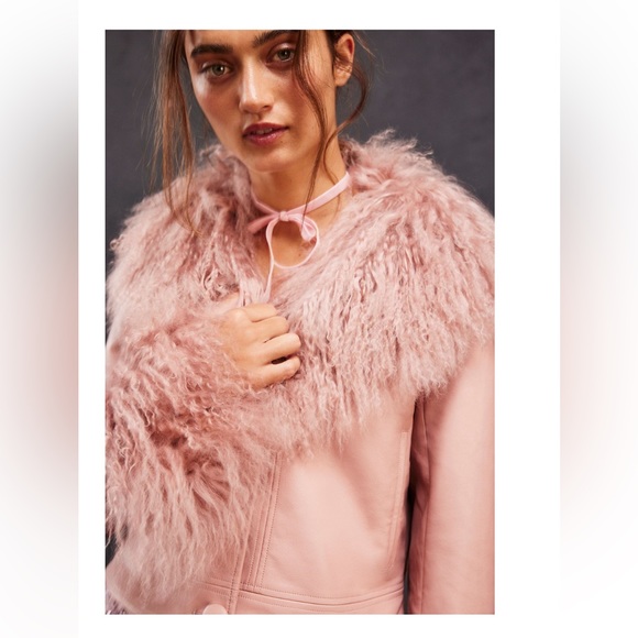 FREE PEOPLE NWT CHAROLETTE SIMONE CROPPED PENNY FAUX LEATHER JACKET 🦋 - Picture 5 of 16